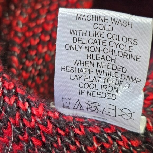 Adrienne Vittadini Long Open Cardigan Sweater Fringed Black Red Plaid Womens 2X - Picture 10 of 10